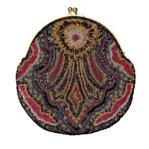 💖Robinson's Vintage Beaded Round Evening Kisslock Clutch Bag